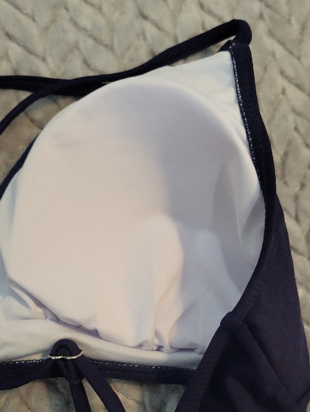 Strappy Triangle Bikini Bralette in Navy - Picture 3 of 4